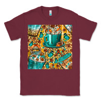 Burgundy american football coffee cups with butterfly and leopard seamless patt Classic Tee - BundleAndBundleShop