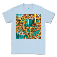 Dusty Blue american football coffee cups with butterfly and leopard seamless patt Classic Tee - BundleAndBundleShop
