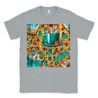 Heather Grey american football coffee cups with butterfly and leopard seamless patt Classic Tee - BundleAndBundleShop