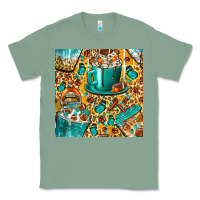 Sage american football coffee cups with butterfly and leopard seamless patt Classic Tee - BundleAndBundleShop