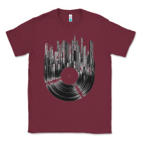 Burgundy vinyl record cityscape Classic Tee - linhVisuals