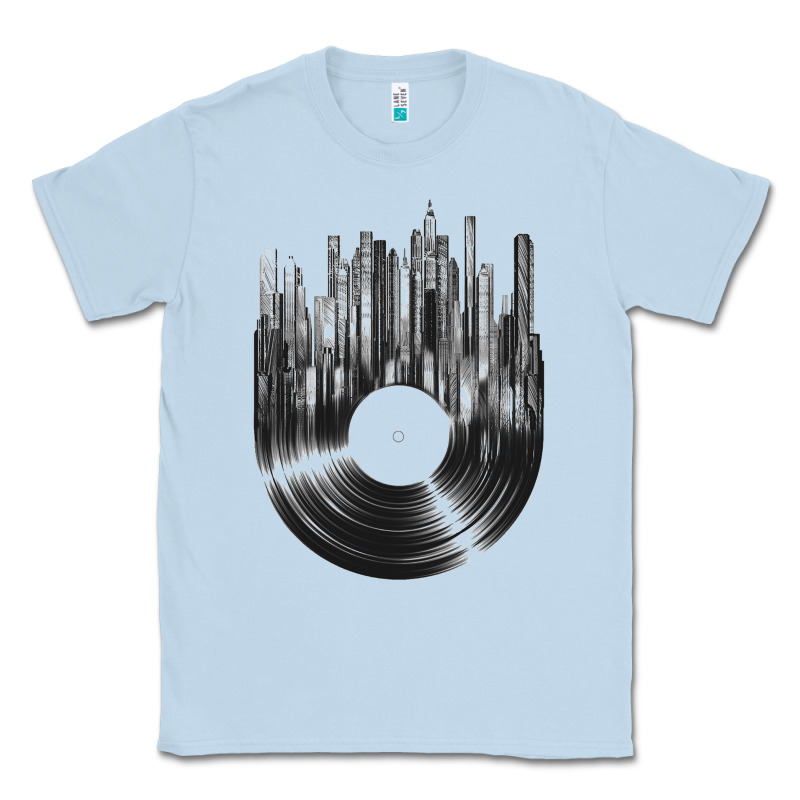 Vinyl Record Cityscape Classic Tee by linhVisuals | Teevron