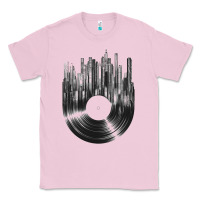 Bubblegum Pink vinyl record cityscape Classic Tee - linhVisuals