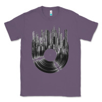 Lavender vinyl record cityscape Classic Tee - linhVisuals