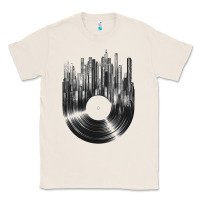 Natural vinyl record cityscape Classic Tee - linhVisuals