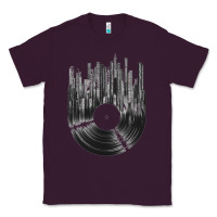 Plum vinyl record cityscape Classic Tee - linhVisuals