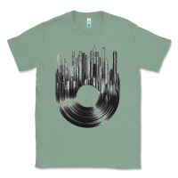 Sage vinyl record cityscape Classic Tee - linhVisuals