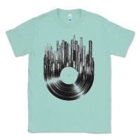 Seafoam vinyl record cityscape Classic Tee - linhVisuals