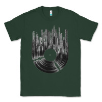 Sports Green vinyl record cityscape Classic Tee - linhVisuals