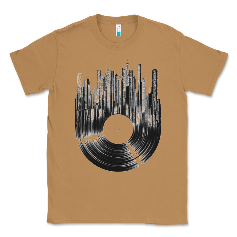 Vinyl Record Cityscape Classic Tee by linhVisuals | Teevron
