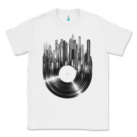 White vinyl record cityscape Classic Tee - linhVisuals