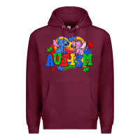 Burgundy autism stitch with lilo Premium Hoodie - AdoDesignShop
