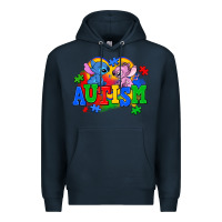 Navy autism stitch with lilo Premium Hoodie - AdoDesignShop