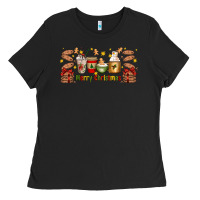 Black Christmas coffee cups Ladies Tee - Artiststas