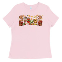 Bubblegum Pink Christmas coffee cups Ladies Tee - Artiststas