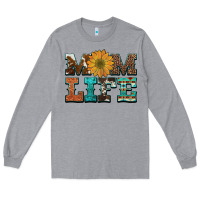 Heather Grey western cowhide leopard turquoise  leather aztec sunflower mom Long Sleeve Tee - Artiststas