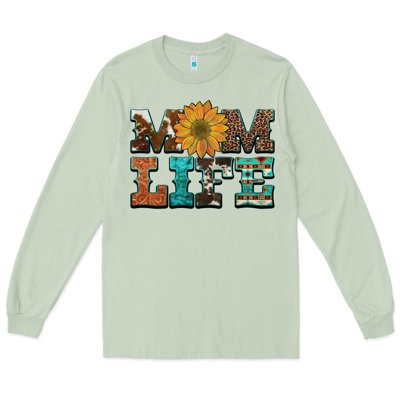 Western Cowhide Leopard Turquoise  Leather Aztec Sunflower Mom Long Sleeve Tee by Artiststas | Teevron