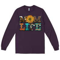 Plum western cowhide leopard turquoise  leather aztec sunflower mom Long Sleeve Tee - Artiststas
