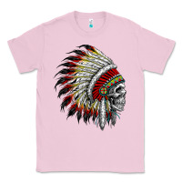 Bubblegum Pink native american indian chief skull motorcycle headdress  t shirt Classic Tee - linhVisuals