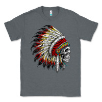 Charcoal Heather native american indian chief skull motorcycle headdress  t shirt Classic Tee - linhVisuals
