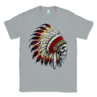 Heather Grey native american indian chief skull motorcycle headdress  t shirt Classic Tee - linhVisuals