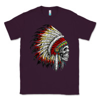 Plum native american indian chief skull motorcycle headdress  t shirt Classic Tee - linhVisuals