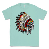 Seafoam native american indian chief skull motorcycle headdress  t shirt Classic Tee - linhVisuals