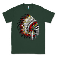 Sports Green native american indian chief skull motorcycle headdress  t shirt Classic Tee - linhVisuals