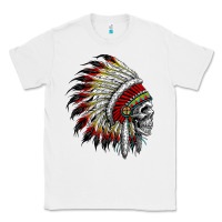 White native american indian chief skull motorcycle headdress  t shirt Classic Tee - linhVisuals