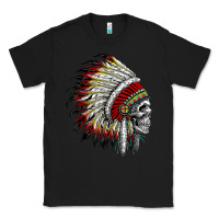 Black native american indian chief skull motorcycle headdress  t shirt Classic Tee - linhVisuals