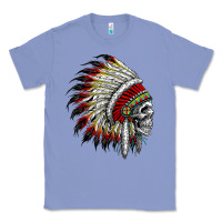 Colony Blue native american indian chief skull motorcycle headdress  t shirt Classic Tee - linhVisuals