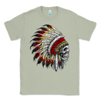 Native American Indian Chief Skull Motorcycle Headdress  T Shirt Classic Tee | Teevron