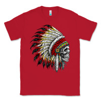 Red native american indian chief skull motorcycle headdress  t shirt Classic Tee - linhVisuals