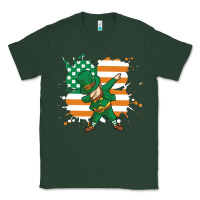Sports Green dabbing leprechaun irish american flag Classic Tee - linhVisuals