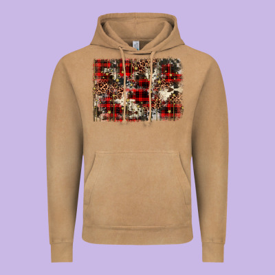 Christmas Leopard Cowhide Background Vintage Hoodie Designed By Barkaloodesign