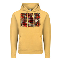 Vintage Mustard christmas leopard cowhide background Vintage Hoodie - BarkalooDesign