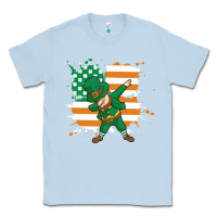 Dusty Blue dabbing leprechaun irish american flag Classic Tee - linhVisuals