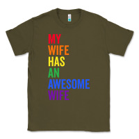 Army Green my wife has an awesome wife funny lesbian wedding gift t shirt Classic Tee - linhVisuals
