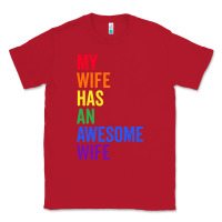 Red my wife has an awesome wife funny lesbian wedding gift t shirt Classic Tee - linhVisuals
