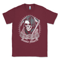 Burgundy santa muerte female deity mexican satanic dead sugar skull tank top Classic Tee - linhVisuals