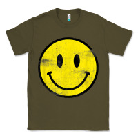 Army Green vintage retro happy smiley face 80's 90's aesthetic t shirt Classic Tee - linhVisuals