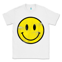 White vintage retro happy smiley face 80's 90's aesthetic t shirt Classic Tee - linhVisuals