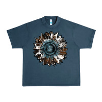 Midnight Navy cowhide leopard and  leather sunflower Urban Heavy Tee - RanaPortraitStore
