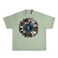 Oil Green cowhide leopard and  leather sunflower Urban Heavy Tee - RanaPortraitStore