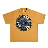 Peanut Butter cowhide leopard and  leather sunflower Urban Heavy Tee - RanaPortraitStore
