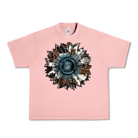 Salmon cowhide leopard and  leather sunflower Urban Heavy Tee - RanaPortraitStore