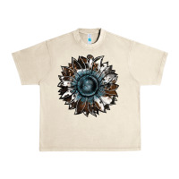 Sandshell cowhide leopard and  leather sunflower Urban Heavy Tee - RanaPortraitStore