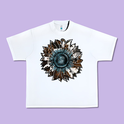Cowhide Leopard And  Leather Sunflower Urban Heavy Tee Designed By Ranaportraitstore