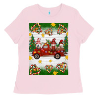 Bubblegum Pink christmas gnomes truck Ladies Tee - Artiststas