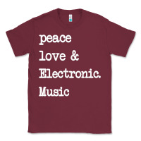 Burgundy peace love & electronic music  edm techno t shirt Classic Tee - linhVisuals